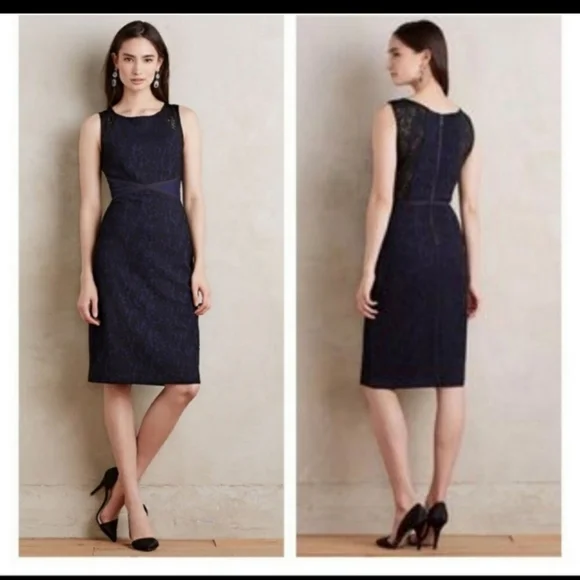 Anthropologie moulinette soeurs Blue Black Lace dress - Picture 4 of 15